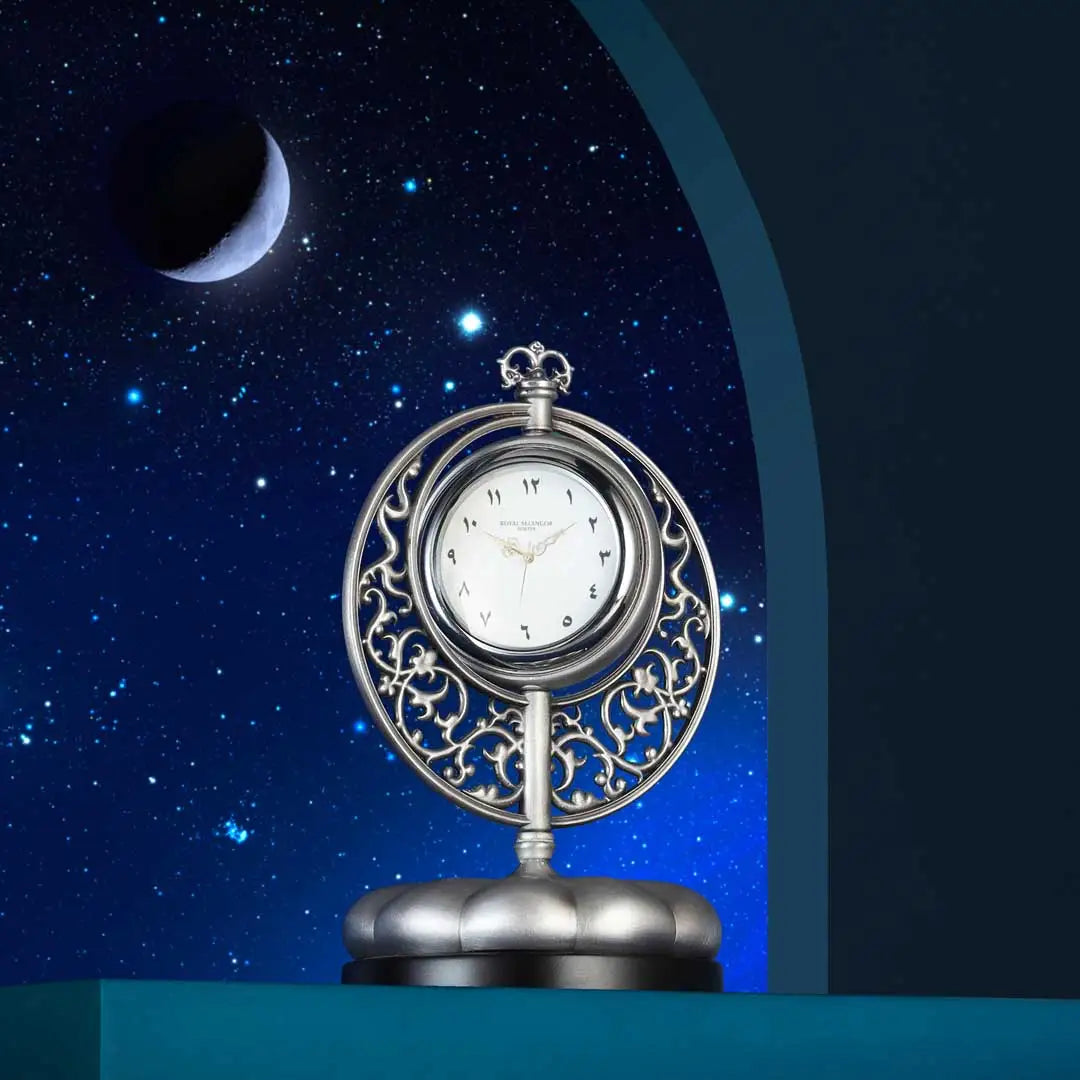 Pewter Tariq Desk Clock