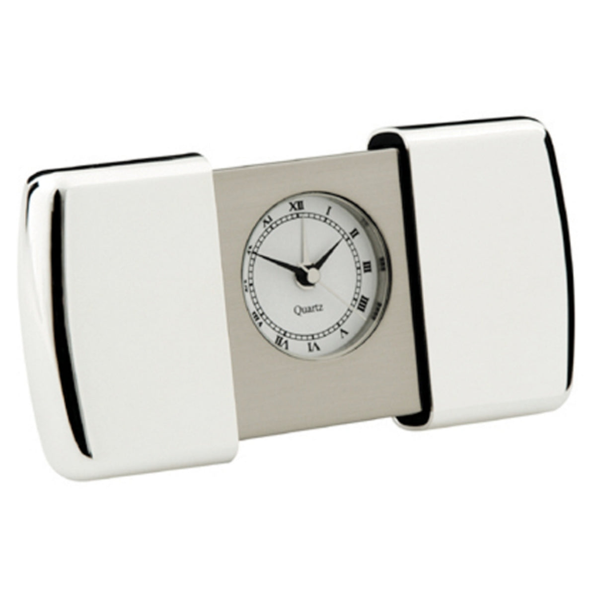 Silver Plated Travel alarm in sliding case