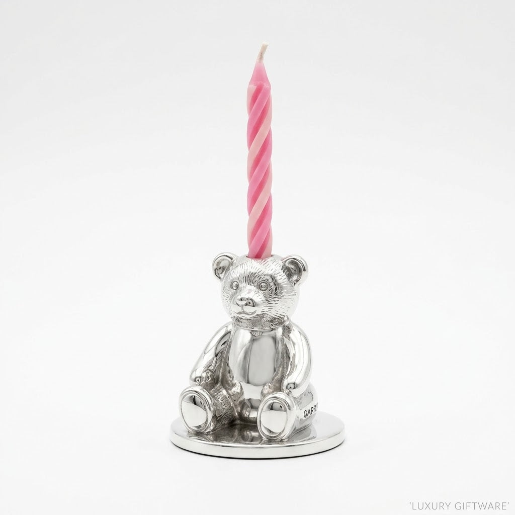 Sterling Silver Teddy Bear Candle Holder