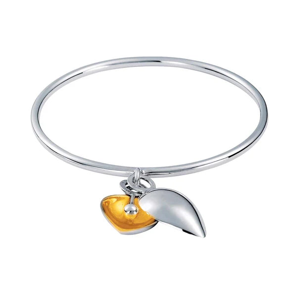 Sterling Silver Bangle Antiquity Heart Partial Gilt