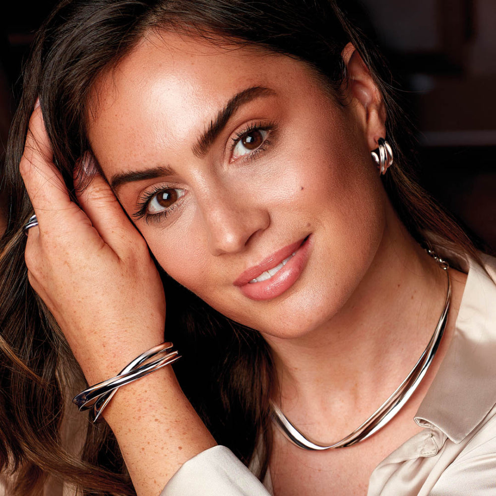 Sterling Silver Serenity Grande Crossover Cuff Bangle