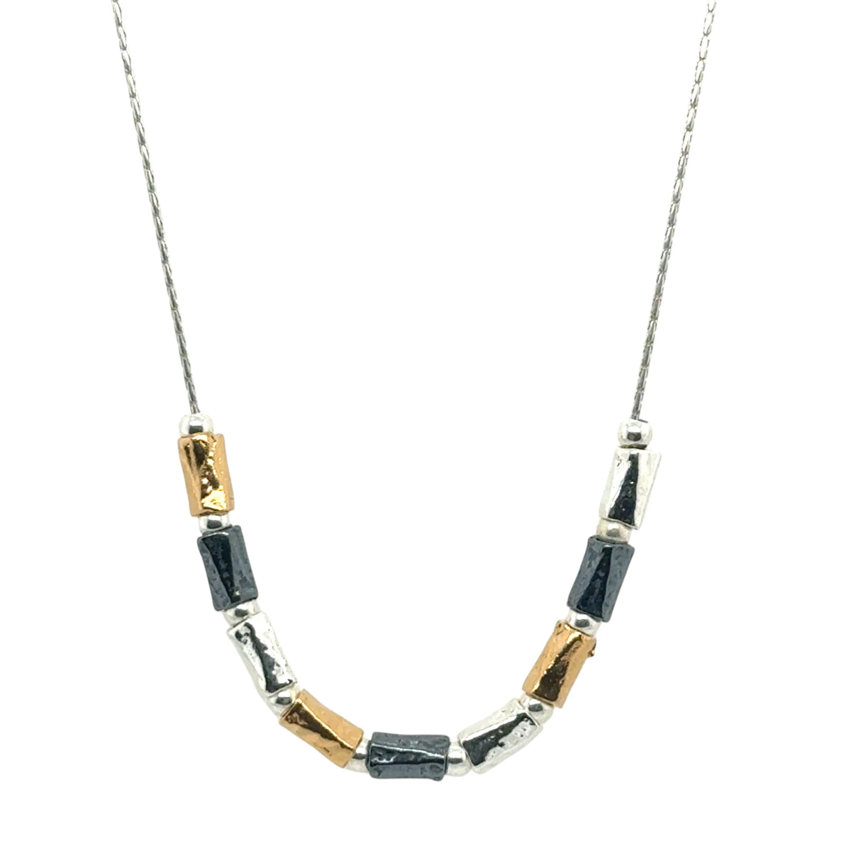 Three colour organic chain necklace