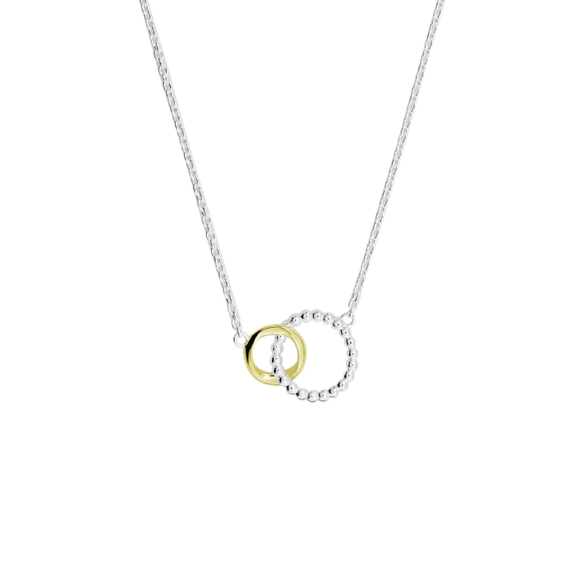 Two-tone interlinking circles necklace