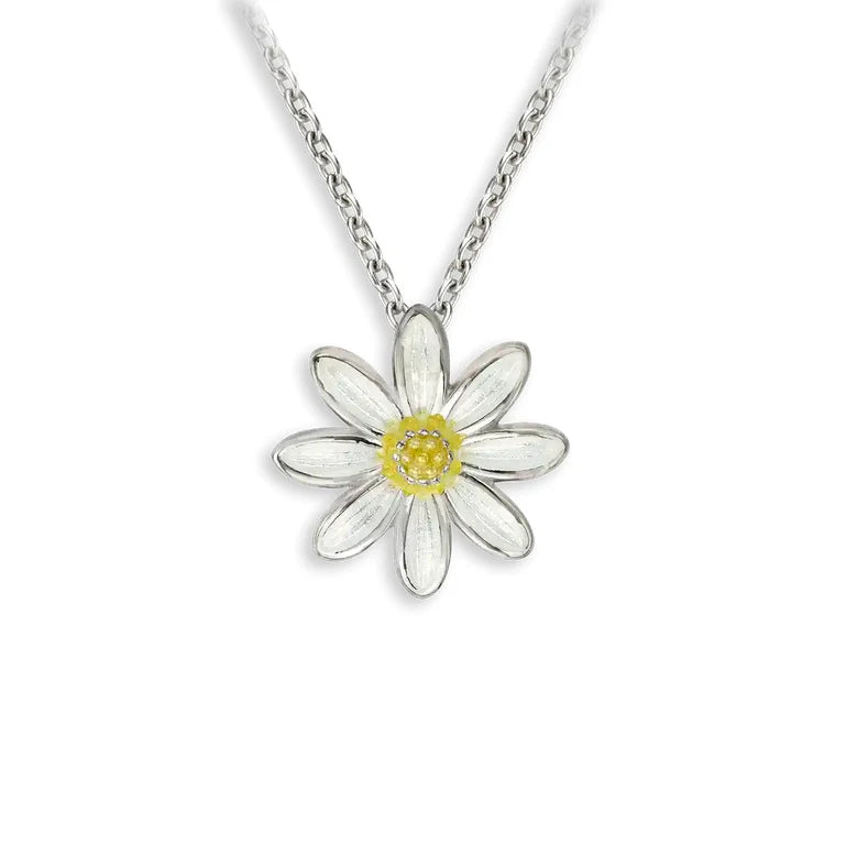 White daisy silver necklace
