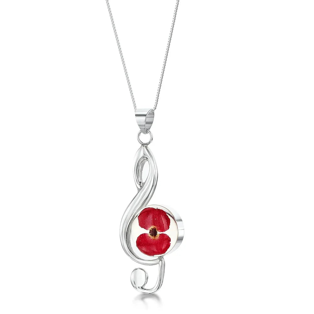Poppy Treble Clef Pendant Necklace