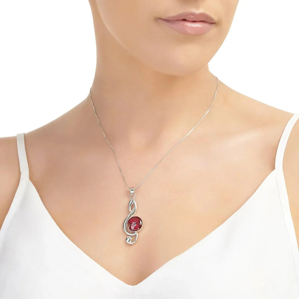 Poppy Treble Clef Pendant Necklace