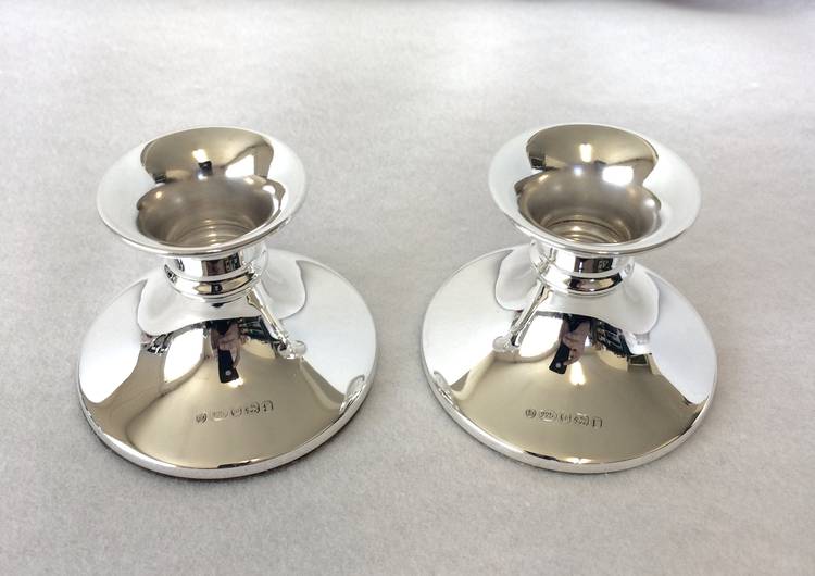 L J Millington Sterling Silver Mini Cabaret Candlesticks (Pair)