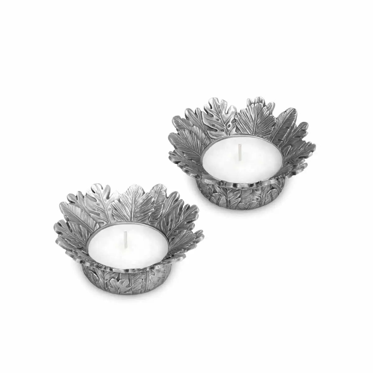 Royal Selangor Tropical Leaves Pewter Tealight Candle Holders (Pair)