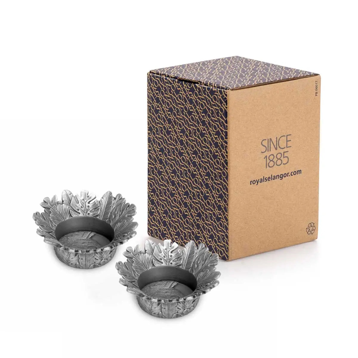 Royal Selangor Tropical Leaves Pewter Tealight Candle Holders (Pair)
