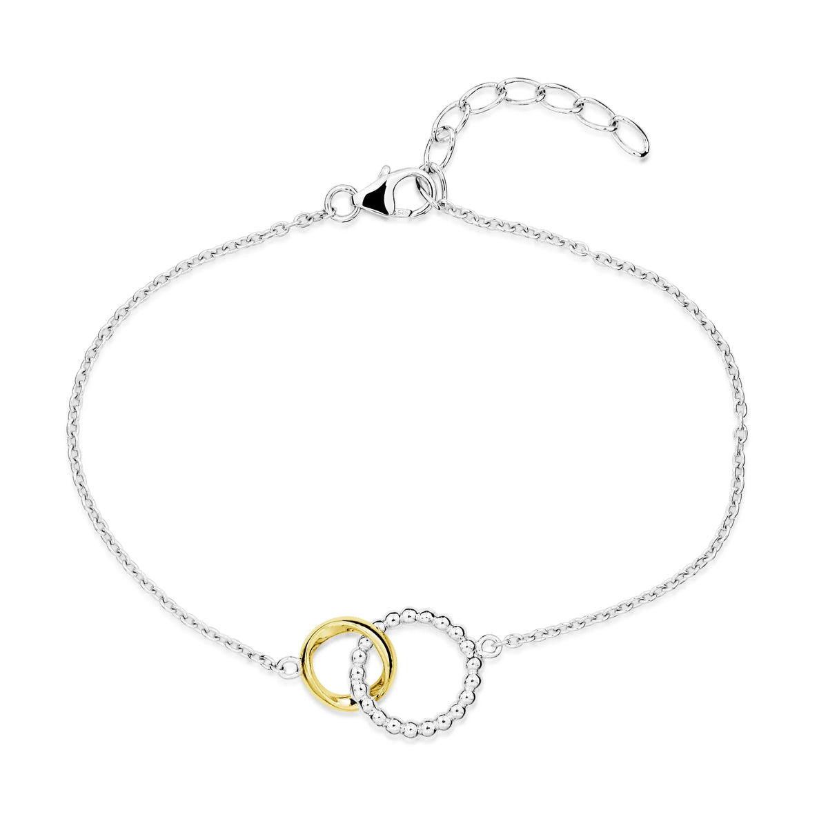 Two-tone interlinking circles bracelet