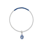 Forget-Me-Not Teardrop Stretch Silver Beaded Bracelet