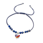 Mixed Flower Heart Bracelet with Lapiz Beads