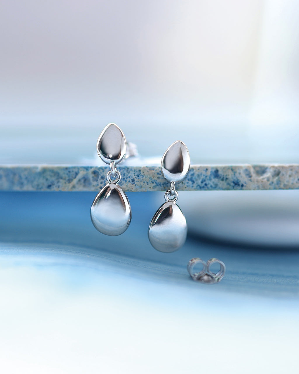 Pebble Droplet Drop Earrings