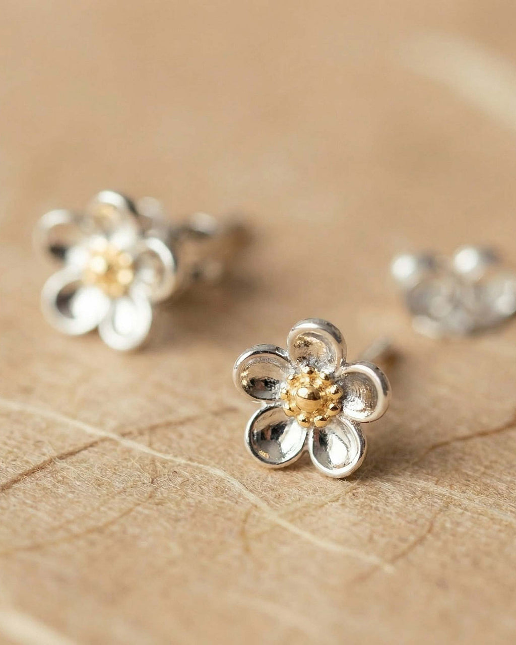 Blossom Wood Rose Stud Earrings