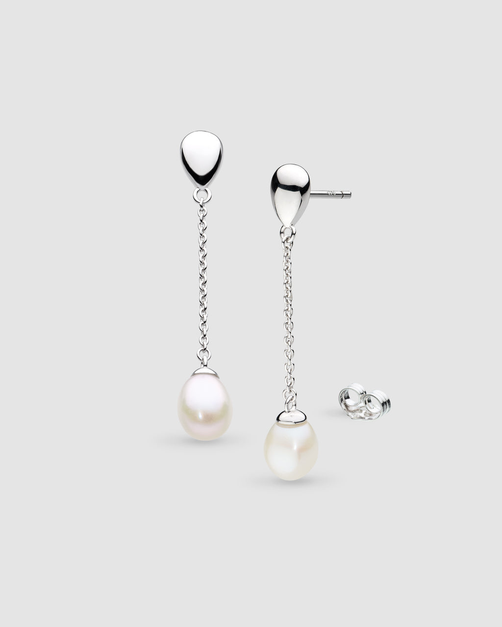 Coast Pebble Pearl Chain Stud Drop Earrings