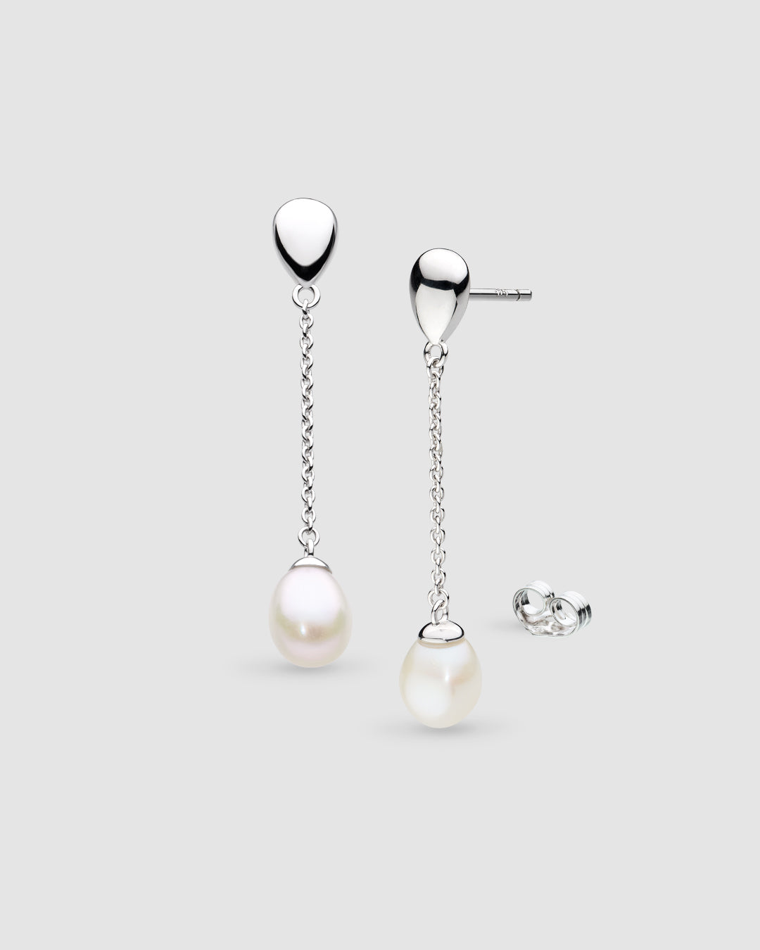 Coast Pebble Pearl Chain Stud Drop Earrings