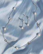 Coast Pebble Pearl Chain Stud Drop Earrings