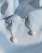 Coast Pebble Pearl Chain Stud Drop Earrings