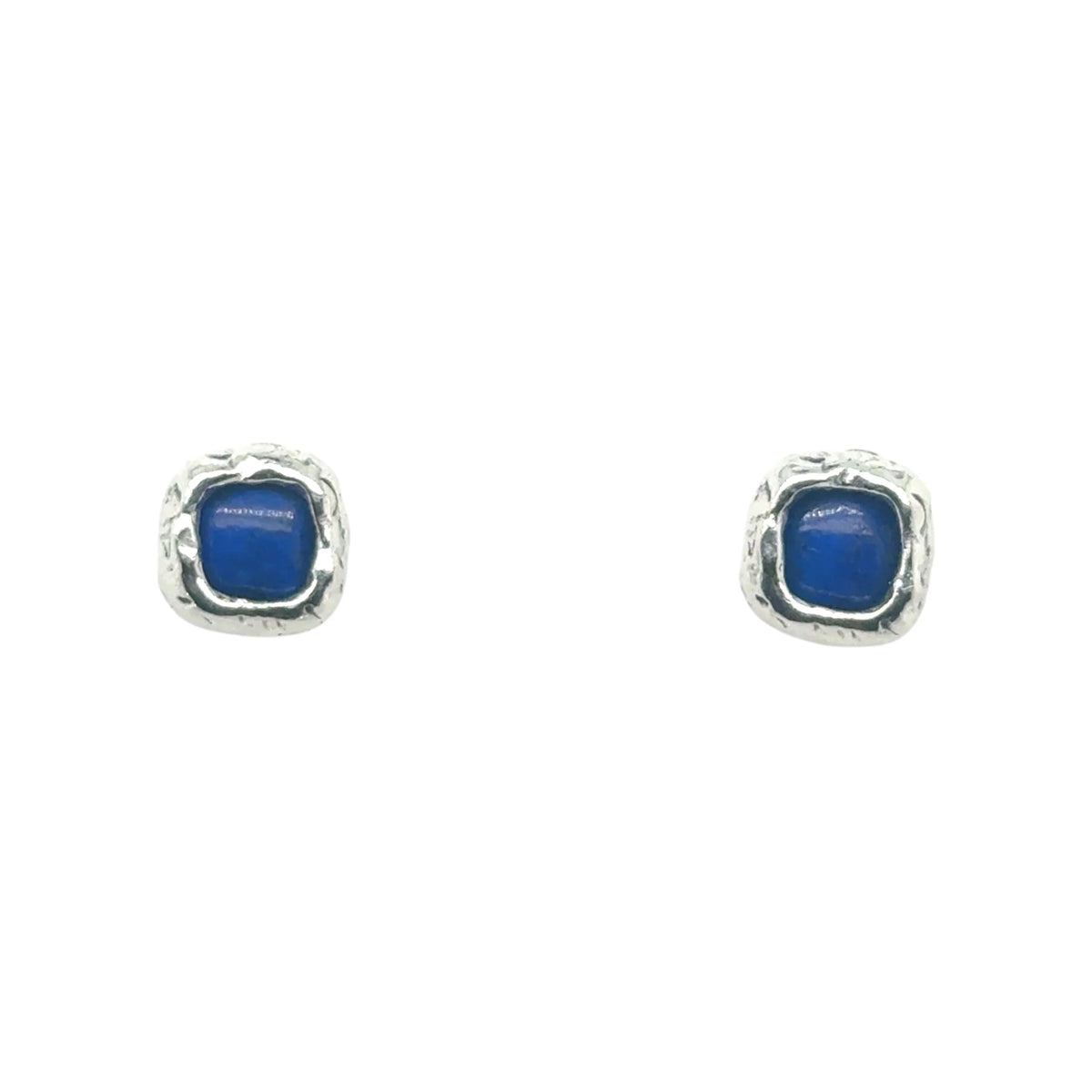 Square lapis silver stud earrings