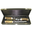 Boxed Three Piece Polished Stag Antler Handle Carver Set