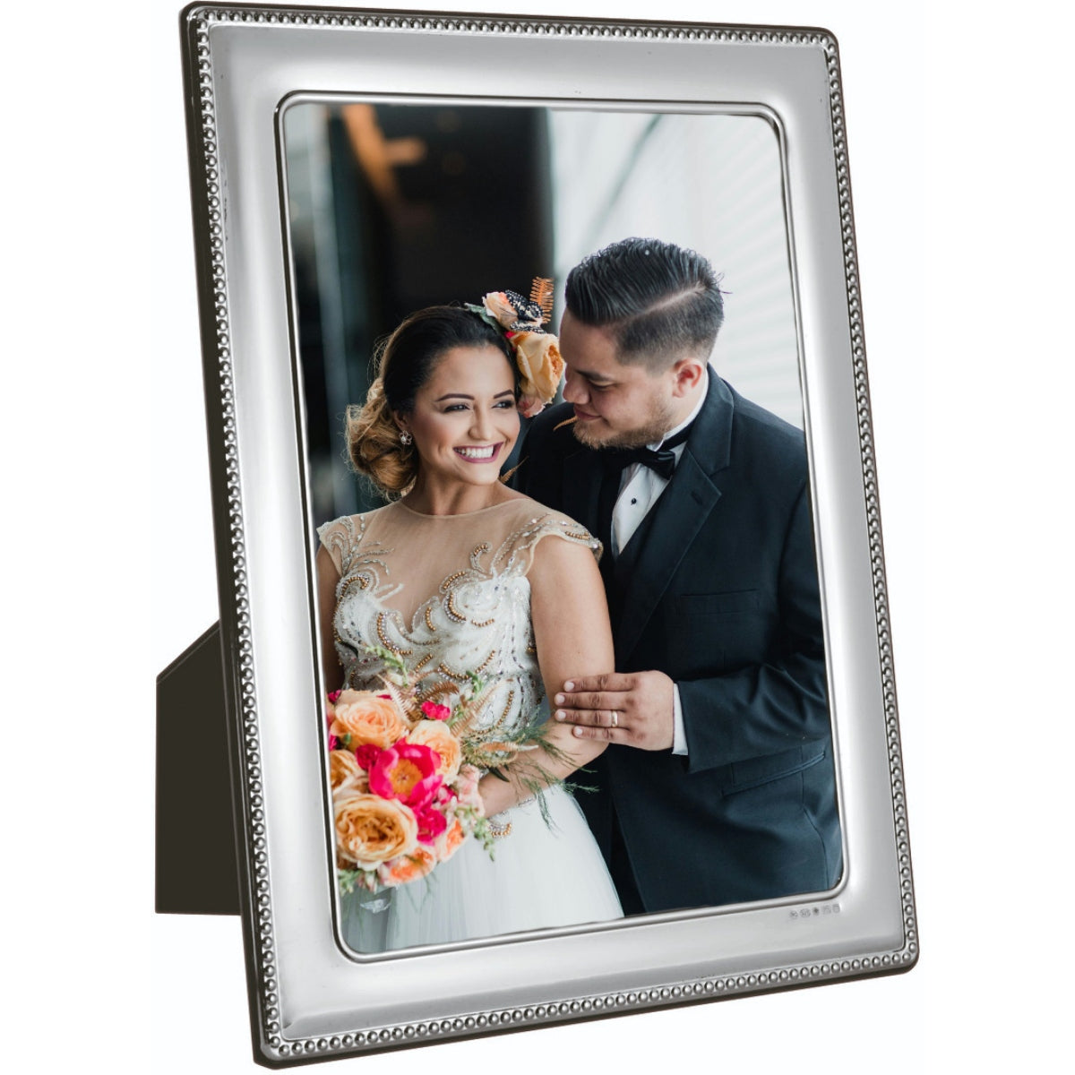 Sterling Silver Bead Photo Frame 6 x 4"