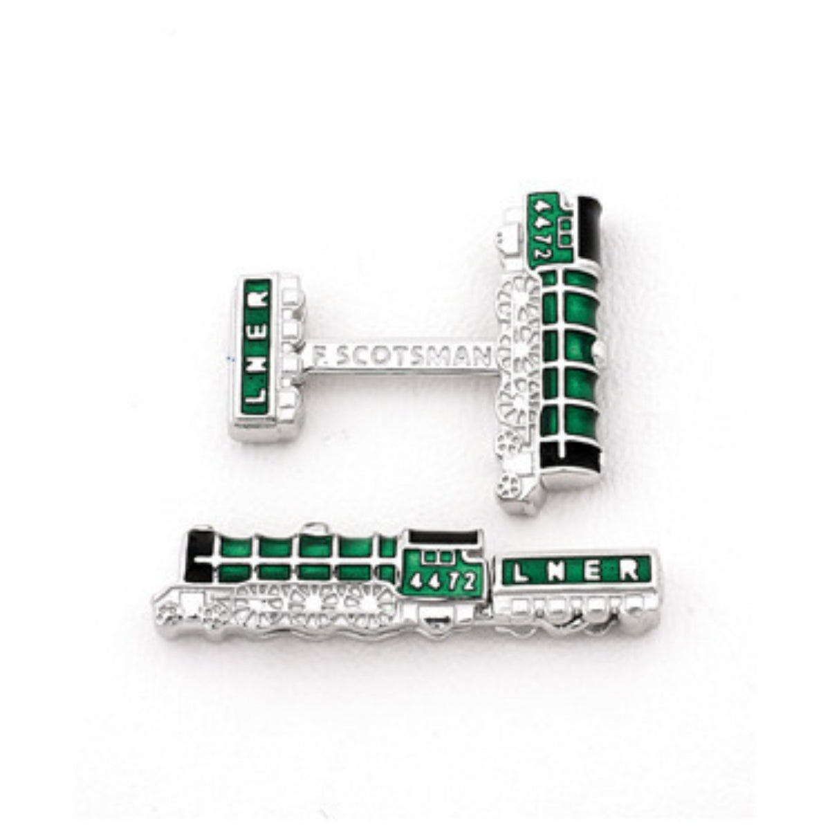 Sterling Silver Train Cufflinks