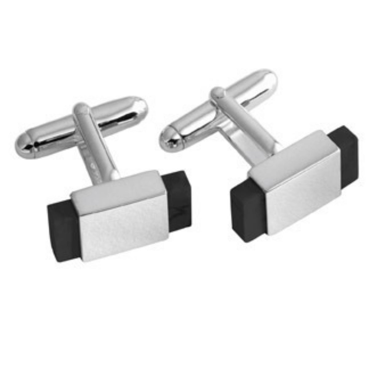 Sterling Silver Double End Onyx Cufflinks