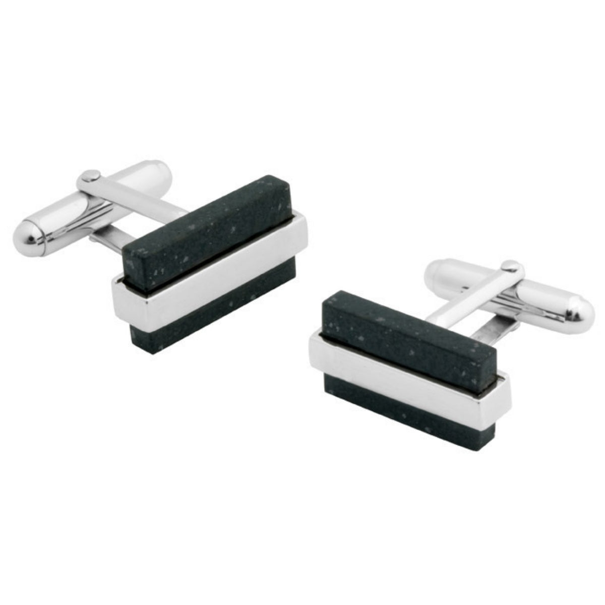Sterling Silver Black Granite Cufflinks