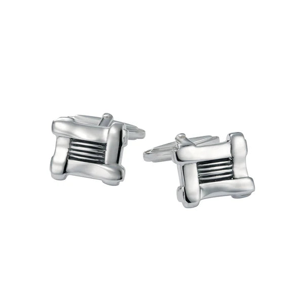 Sterling Silver Weave & Stripe A Cufflinks