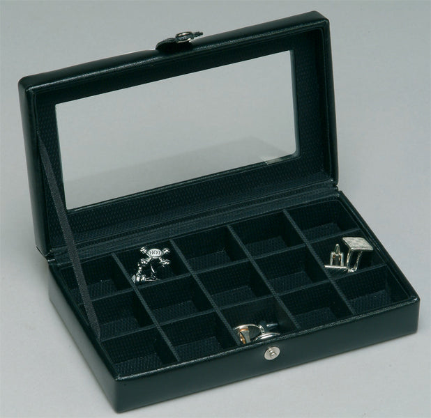 Black Leather Cufflink Box