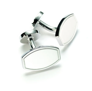 Bevelled Ellipitical Simple Sterling Silver Cufflinks