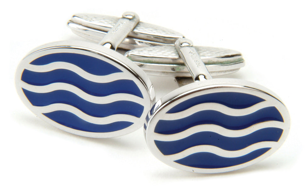 Sterling Silver Nautical Waves Cufflinks
