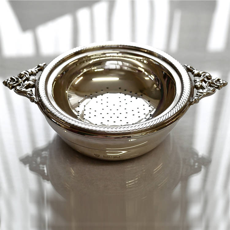 Sterling Silver Double Handle and Bowl Tea Strainer