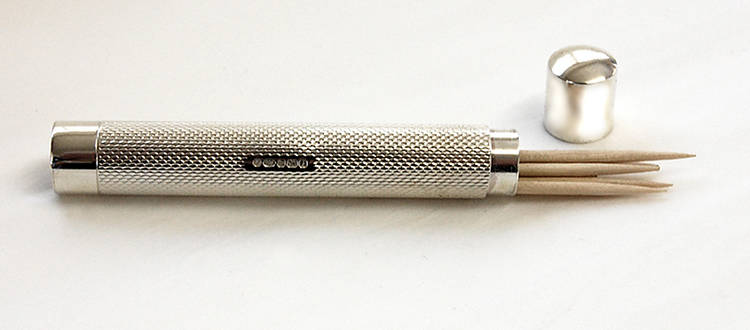 Sterling Silver Engine Turned Toothpick Case