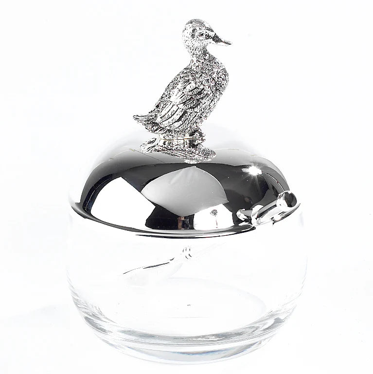 Silver Plated Duck Jam Pot and spoon