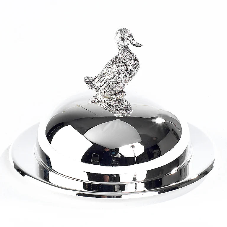 Silver Plated  Duck Round Butter Dish