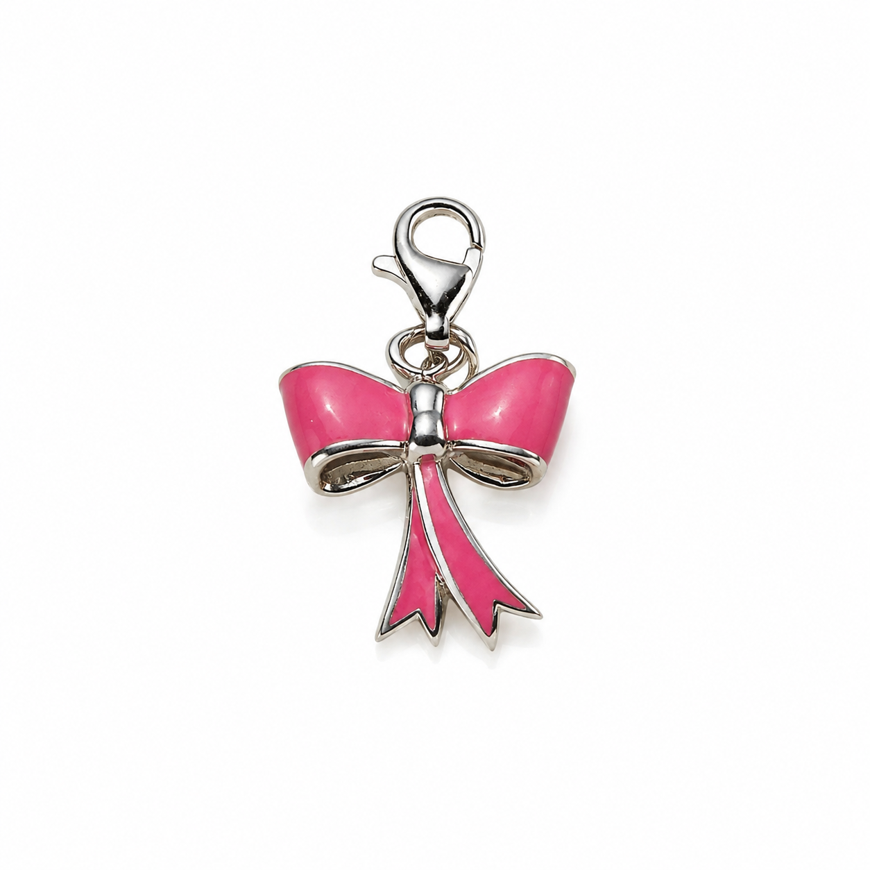 Sterling Silver Red Enamelled Ribbon Charm