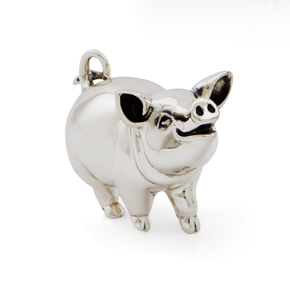 Sterling Silver Plain Pig Ornament Small