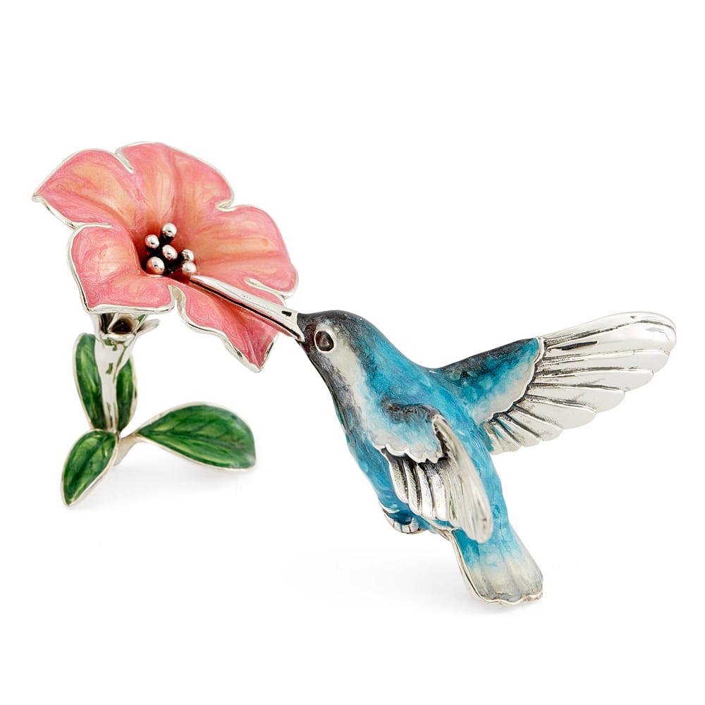 Hummingbird with Flower – Blue