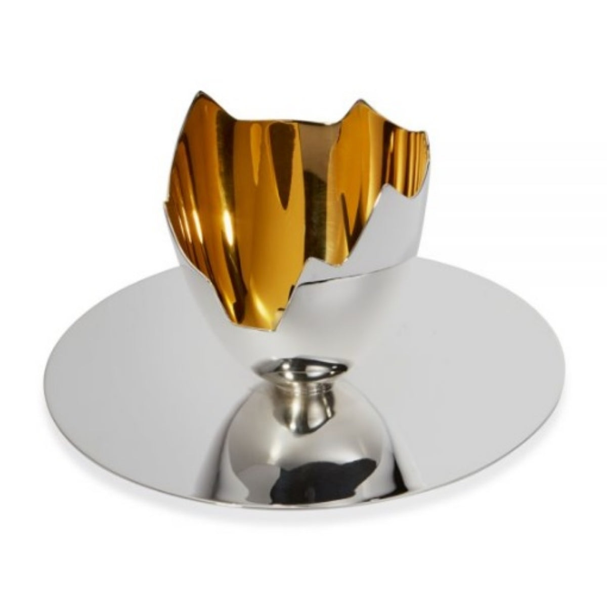 Sterling Silver Cracked Egg Cup on plate