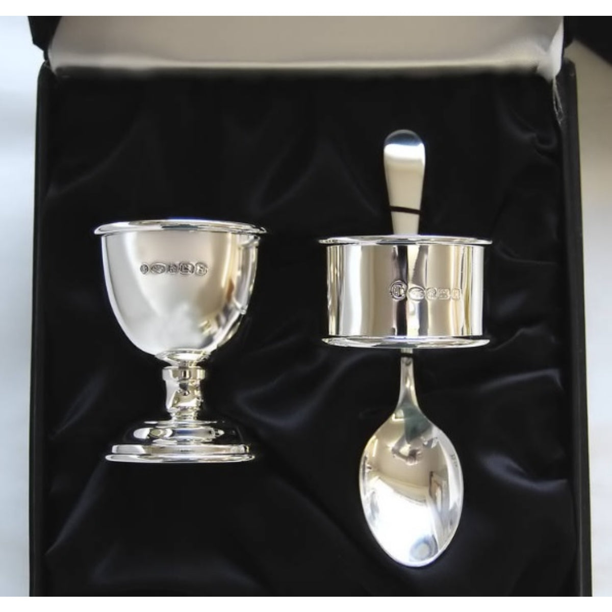 Sterling Silver Egg Cup, Napkin Ring and Spoon set