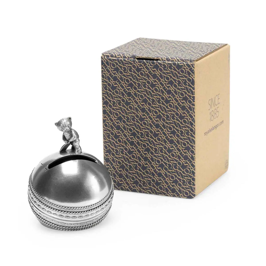 Pewter Teddy Bears' Picnic Sports Day Cricket Coin Box