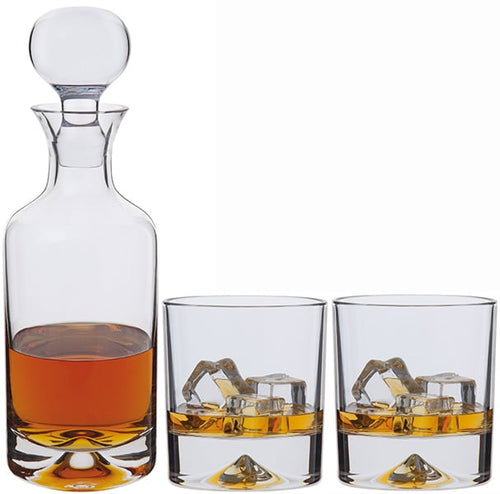 Crystal Dimple Decanter and Double Old Fashioned Whiskey Glass Pair in presentation box