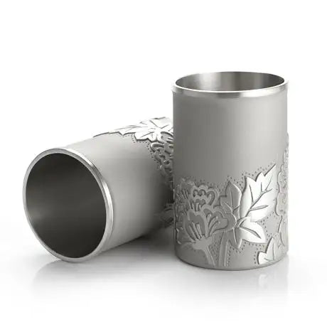 Pewter Peony Tumbler Pair