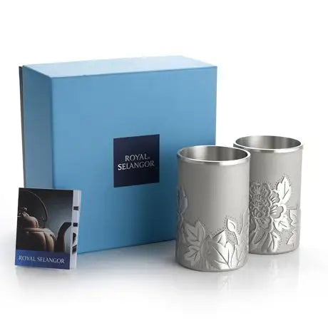 Pewter Peony Tumbler Pair