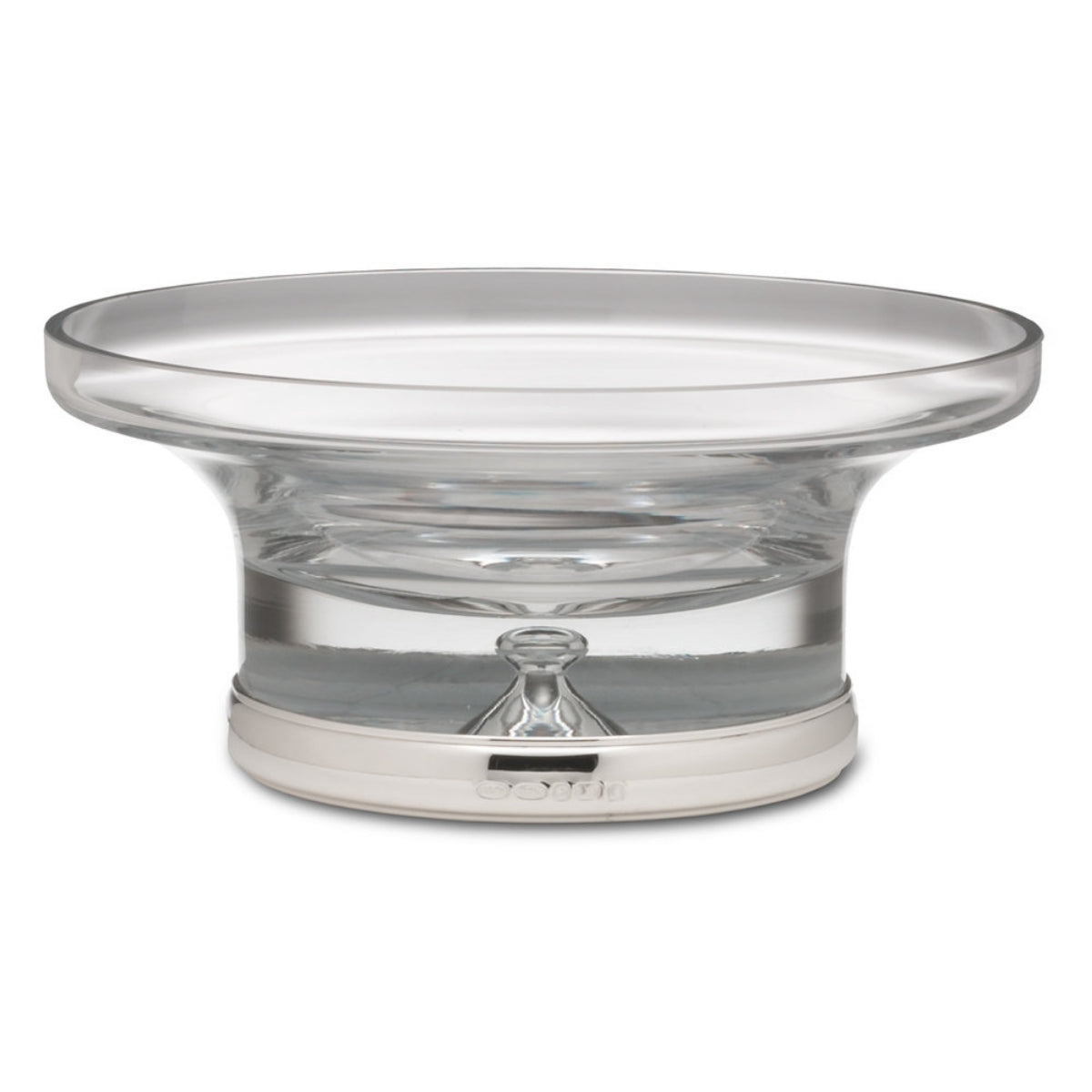 Heavy Plain Crystal Bowl with Sterling Silver Foot Band