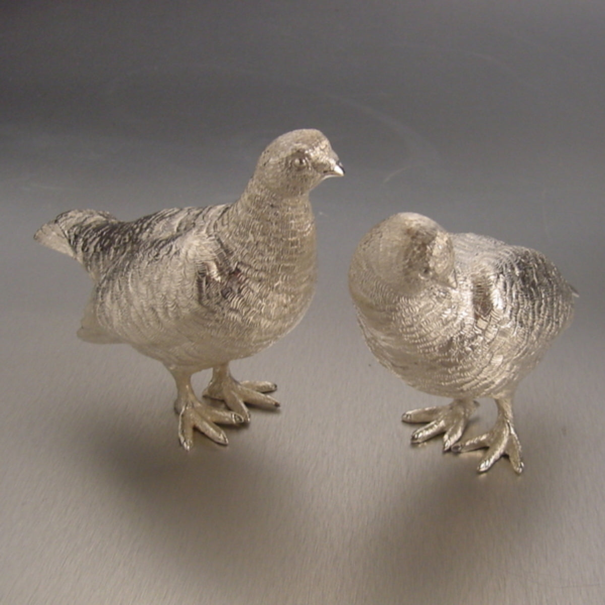 Sterling Silver Grouse Pair Full Size