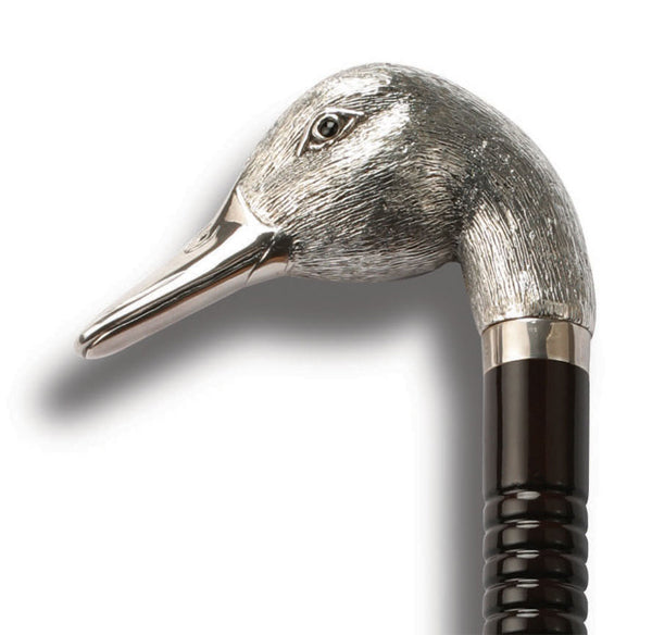Sterling Silver & Teak Duck Head Walking Stick