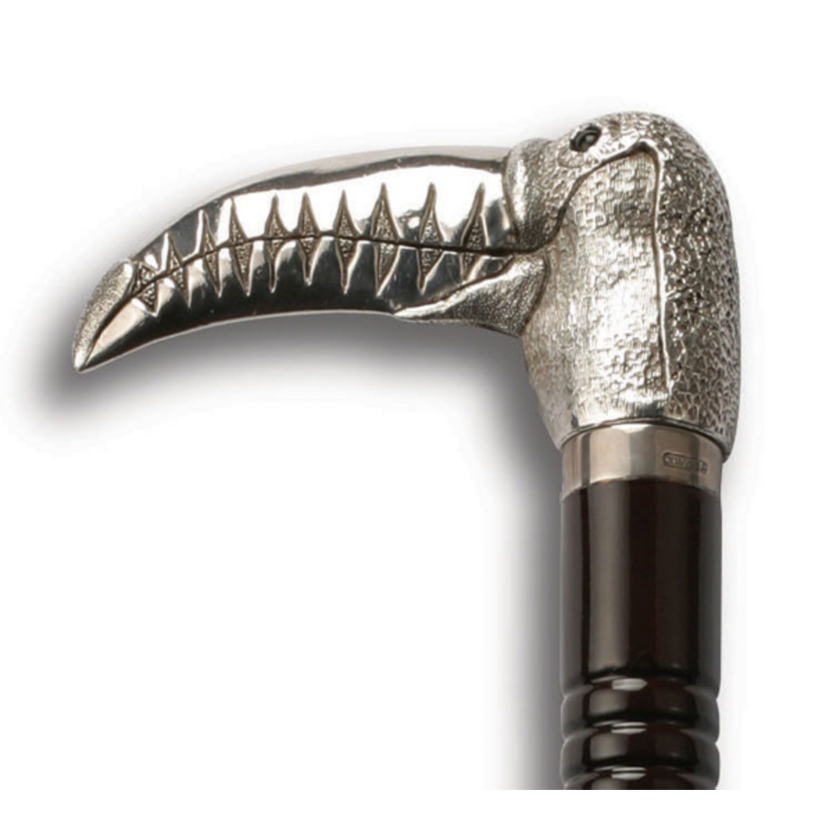 Sterling Silver & Teak Toucan Head Walking Stick