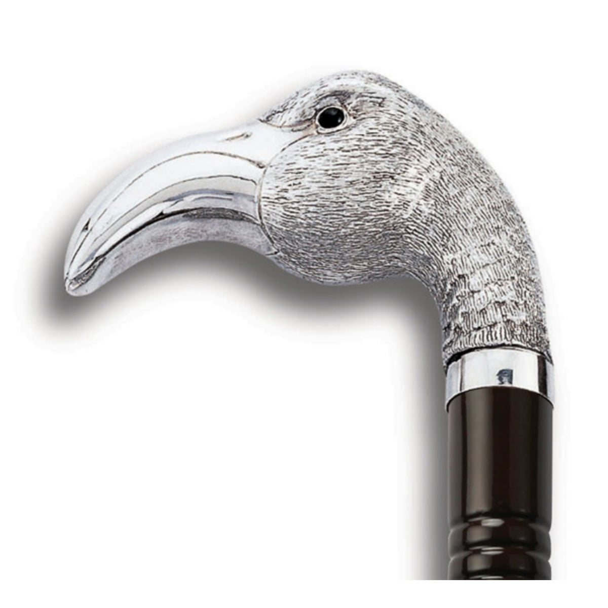 Sterling Silver & Teak Flamingo Head Walking Stick